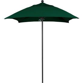 California Umbrella Venture 6' Patio Umbrella Black Pole Sunbrella 1A Forest Green Fabric ALTO604302-5446