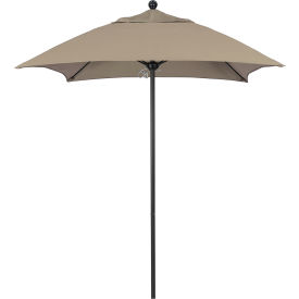 California Umbrella Venture 6' Patio Umbrella Black Pole Sunbrella 1A Taupe Fabric ALTO604302-5461