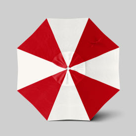 California Umbrella Venture 7.5' Patio Umbrella Silver Pole Sunbrella Natural/Jockey Red ALTO758002-5404-5403-AL-BND503016