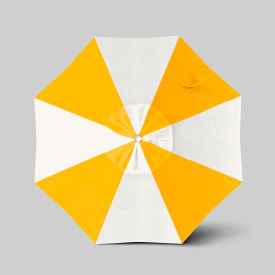 California Umbrella Venture 7.5' Patio Umbrella Silver Pole Sunbrella Natural/Sunflower Yellow ALTO758002-5404-5457-AL-BND503016