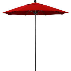 California Umbrella Venture 7.5' Patio Umbrella Black Pole Sunbrella 2A Jockey Red Fabric ALTO758302-5403