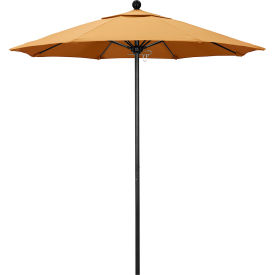 California Umbrella Venture 7.5' Patio Umbrella Black Pole Sunbrella 1A Wheat Fabric ALTO758302-5414