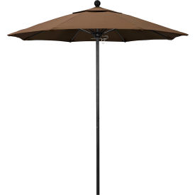 California Umbrella Venture 7.5' Patio Umbrella Black Pole Sunbrella 1A Cocoa Fabric ALTO758302-5425
