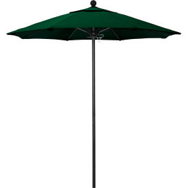 California Umbrella Venture 7.5' Patio Umbrella Black Pole Sunbrella 1A Forest Green Fabric ALTO758302-5446