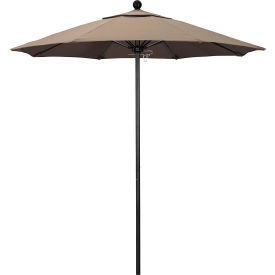California Umbrella Venture 7.5' Patio Umbrella Black Pole Sunbrella 1A Taupe Fabric ALTO758302-5461