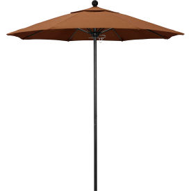 California Umbrella Venture 7.5' Patio Umbrella Black Pole Sunbrella 1A Teak Fabric ALTO758302-5488