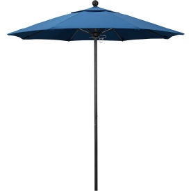 California Umbrella Venture 7.5' Patio Umbrella Black Pole Olefin Frost Blue Fabric ALTO758302-F26