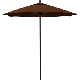 California Umbrella Venture 7.5' Patio Umbrella Black Pole Olefin Teak Fabric ALTO758302-F71