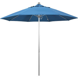 California Umbrella 9' Patio Umbrella Venture Series Silver Pole Olefin Frost Blue ALTO908002-F26