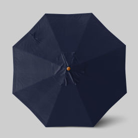 California Umbrella Venture 9' Patio Umbrella Teak Simulation Pole Olefin Navy Blue ALTO908112-F09