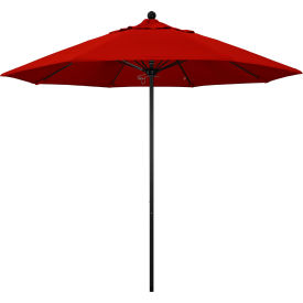 California Umbrella Venture 9' Patio Umbrella Black Pole Sunbrella 2A Jockey Red Fabric ALTO908302-5403