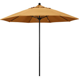 California Umbrella Venture 9' Patio Umbrella Black Pole Sunbrella 1A Wheat Fabric ALTO908302-5414
