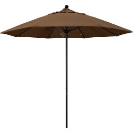 California Umbrella Venture 9' Patio Umbrella Black Pole Sunbrella 1A Cocoa Fabric ALTO908302-5425