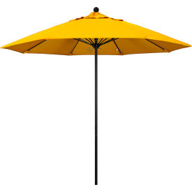 California Umbrella Venture 9' Patio Umbrella Black Pole Sunbrella 1A Sunflower Yellow Fabric ALTO908302-5457