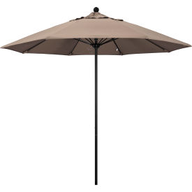 California Umbrella Venture 9' Patio Umbrella Black Pole Sunbrella 1A Taupe Fabric ALTO908302-5461