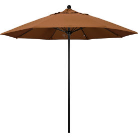 California Umbrella Venture 9' Patio Umbrella Black Pole Sunbrella 1A Teak Fabric ALTO908302-5488