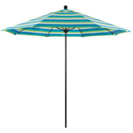 California Umbrella Venture 9' Patio Umbrella Black Pole Sunbrella 1A Seville Seaside Fabric ALTO908302-5608