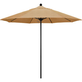 California Umbrella Venture 9' Patio Umbrella Black Pole Sunbrella 2A Linen Sesame Fabric ALTO908302-8318