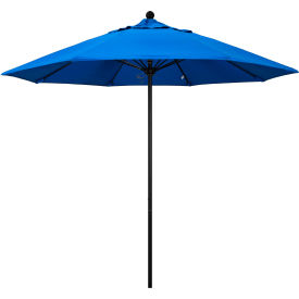 California Umbrella Venture 9' Patio Umbrella Black Pole Olefin Royal Blue Fabric ALTO908302-F03