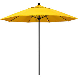 California Umbrella Venture 9' Patio Umbrella Black Pole Olefin Lemon Fabric ALTO908302-F25