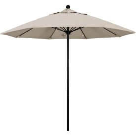 California Umbrella Venture 9' Patio Umbrella Black Pole Olefin Woven Granite Fabric ALTO908302-F77