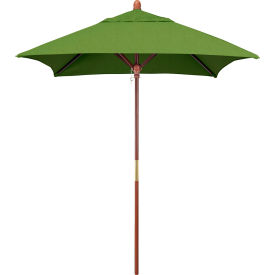 California Umbrella Grove 6' Square Patio Umbrella Wood Pole Sunbrella 1A Spectrum Cilantro Fabric MARE604-48022