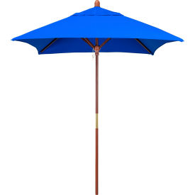 California Umbrella Grove 6' Square Patio Umbrella Wood Pole Sunbrella 1A Pacific Blue Fabric MARE604-5401