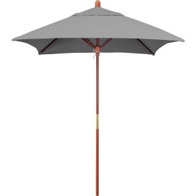 California Umbrella Grove 6' Square Patio Umbrella Wood Pole Sunbrella 1A Granite Fabric MARE604-5402