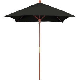 California Umbrella Grove 6' Square Patio Umbrella Wood Pole Sunbrella 1A Black Fabric MARE604-5408