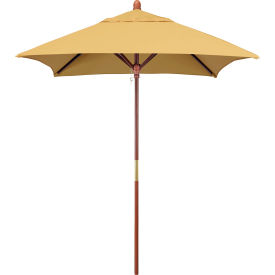 California Umbrella Grove 6' Square Patio Umbrella Wood Pole Sunbrella 1A Wheat Fabric MARE604-5414