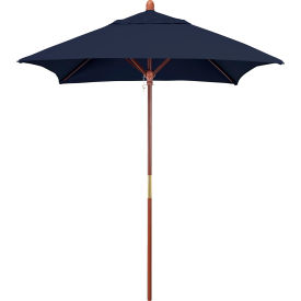 California Umbrella Grove 6' Square Patio Umbrella Wood Pole Sunbrella 1A Navy Fabric MARE604-5439