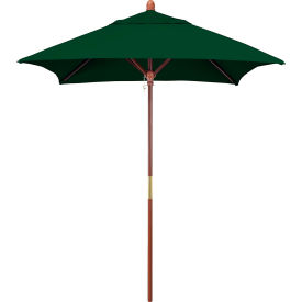 California Umbrella Grove 6' Square Patio Umbrella Wood Pole Sunbrella 1A Forest Green Fabric MARE604-5446