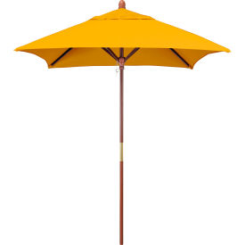 California Umbrella Grove 6' Square Patio Umbrella Wood Pole Sunbrella 1A Sunflower Yellow Fabric MARE604-5457