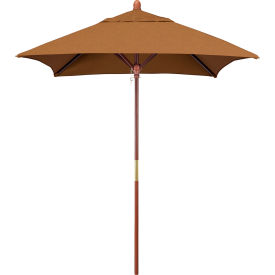 California Umbrella Grove 6' Square Patio Umbrella Wood Pole Sunbrella 1A Teak Fabric MARE604-5488