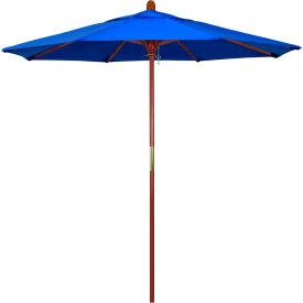 California Umbrella 7.5' Patio Umbrella Grove Series Hardwood Pole Sunbrella Pacific Blue MARE758-5401