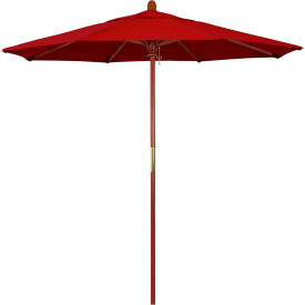 California Umbrella 7.5' Patio Umbrella Grove Series Hardwood Pole Sunbrella Jockey Red MARE758-5403