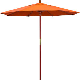 California Umbrella 7.5' Patio Umbrella Grove Series Hardwood Pole Sunbrella Tangerine MARE758-5406