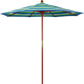 California Umbrella 7.5' Patio Umbrella Grove Series Hardwood Pole Sunbrella Seville Seaside MARE758-5608