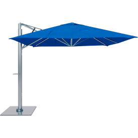California Umbrella Sola 10' x 10' Cantilever Umbrella Silver Frame Sunbrella Pacific Blue Fabric SOLA338001-6001