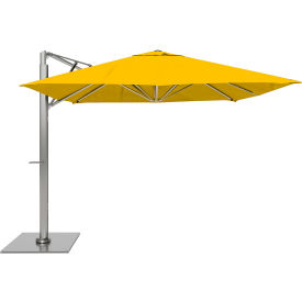 California Umbrella Sola 10'x10' Cantilever Umbrella Silver FrameSunbrella Sunflower Yellow Fabric SOLA338001-6002