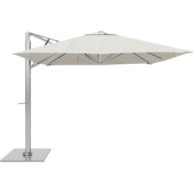 California Umbrella Sola 10' x 10' Cantilever Umbrella Silver Frame Sunbrella Natural Fabric SOLA338001-6004