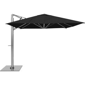 California Umbrella Sola 10' x 10' Cantilever Umbrella Silver Frame Sunbrella Black Fabric SOLA338001-6008