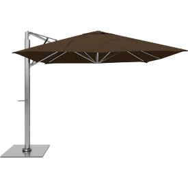 California Umbrella Sola 10' x 10' Cantilever Umbrella Silver Frame Sunbrella True Brown Fabric SOLA338001-6021