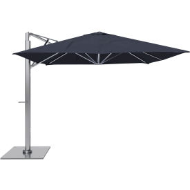 California Umbrella Sola 10' x 10' Cantilever Umbrella Silver Frame Sunbrella Navy Fabric SOLA338001-6026