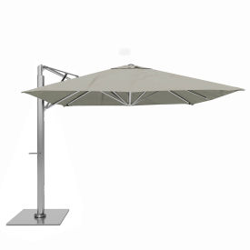California Umbrella Sola 10' x 10' Cantilever Umbrella Silver Frame Sunbrella Cadet Gray Fabric SOLA338001-6030