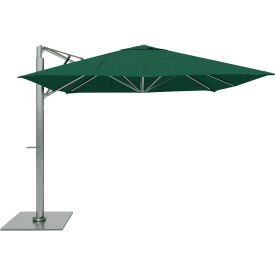 California Umbrella Sola 10' x 10' Cantilever Umbrella Silver Frame Sunbrella Forest Green Fabric SOLA338001-6037