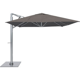 California Umbrella Sola 10' x 10' Cantilever Umbrella Silver Frame Sunbrella Charcoal Gray Fabric SOLA338001-6044