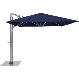 California Umbrella Sola 10' x 10' Cantilever Umbrella Silver Frame Sunbrella Marine Blue Fabric SOLA338001-6078