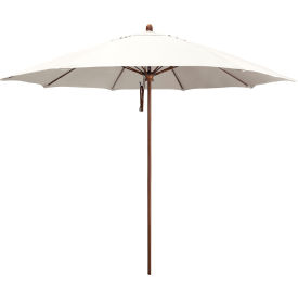 California Umbrella Madera 11' Patio Umbrella Woodgrain Pole Sunbrella 1A Natural Fabric STAF118202-5404