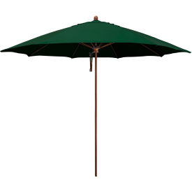 California Umbrella Madera 11' Patio Umbrella Woodgrain Pole Sunbrella 1A Forest Green Fabric STAF118202-5446